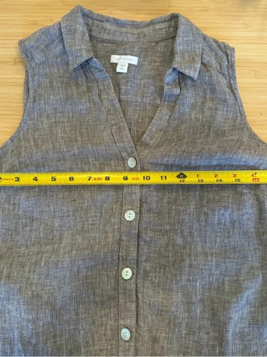 J Jill Love Linen Tank Brown Heathered Mother Pearl Coastal S Petite Tunic - Picture 7 of 9